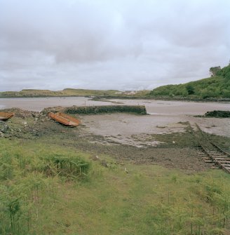 Eigg, Galmisdale Bay, Clanranald Harbour. View of harbour and fishtraps from N.