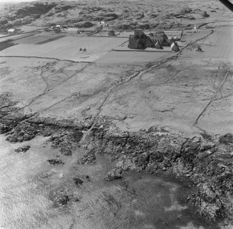 Oblique aerial view of Iona Abbey from E.