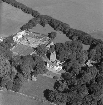 Oblique aerial view centred on Affleck Castle.