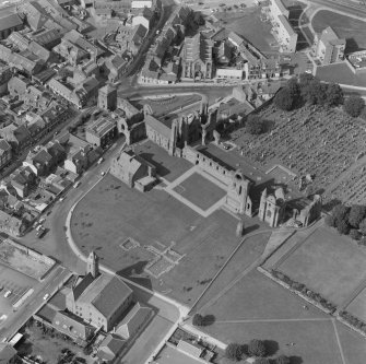 Oblique aerial view of Arbroath Abbey.