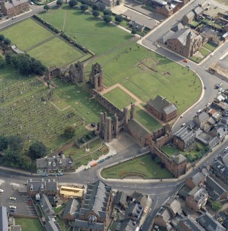 Oblique aerial view of Arbroath Abbey