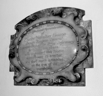 Royal Infirmary, Interior - detail of commerotaive plaque to  Charles Hamilton Fasson, Deputy Surgeon General and Superintendant.