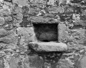 Interior view of Harthill Castle showing detail of stonework.