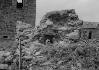 View of remains of tower with dovecot originally in roof, Knockhall Castle.