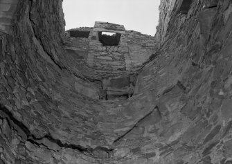 View up the main staircase tower, Knockhall Castle.