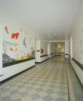 Interior. View along corridor, with signage for Hospital Chapel.