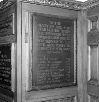 Detail of WW2 memorial plaque.