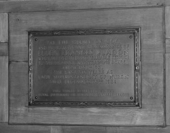 Detail of remembrance plaque to Lady Superintendent of Nurses,  Ellen Francis Bladon.