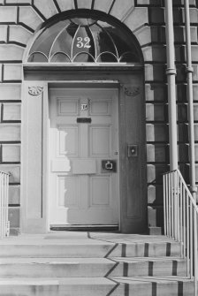 View of the front door and fanlight of 32 Buccleuch Place, Edinburgh seen from the south south east.