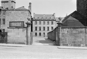 View from west of Chapel House, Chapel Street, Edinburgh, showing gate pillars.
