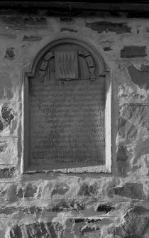 Detail of stone plaque, 28 South Deskford Street, Cullen.