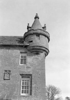 Detail of SE turret, Gardyne Castle.