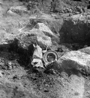 Traprain treasure as found 12 May 1919. From photograph album of the Curle family, 1911-19.