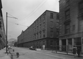 View of Ward Mills, Dundee from south showing the corner of North Lindsay Street and Willison Street prior to demolition.