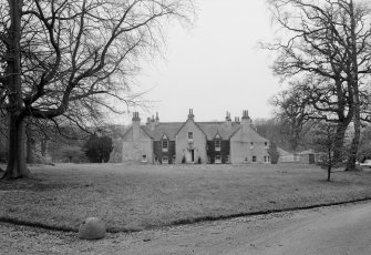 Distant view of Grandhome House, Aberdeen, showing main entrance from north east.