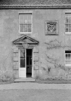 Detail of east wing door and panel from south, Grandhome House, Aberdeen.