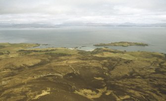 Eigg. View of Galmisdale and Eilean Chathastail from An Sgurr.