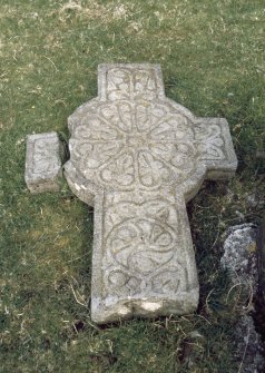 Eigg, Kildonnan, St Donnan's Church, Cross-shaft. View of modern cross-head.