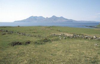 Eigg, Five Pennies. View of field boundaries with Rum in the background.