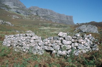 Eigg, Grulin Uachdrach, Township. View of building (EIGG01 230) from SSE, showing drain.