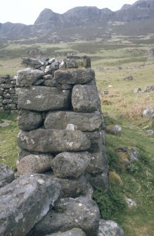 Eigg, Grulin Uachdrach, Township. View of building showing rubble-core wall.