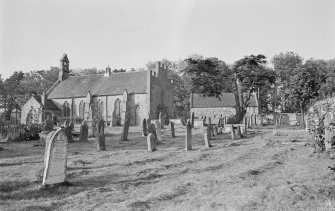 General view of Foulden Parish Church and churchyard from SE.