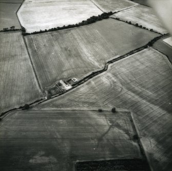 Oblqiue aerial view of the cropmarking of the fort at West Mains, facing SE.