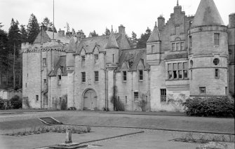 View of garden front of Duntreath Castle from W showing parts to be demolished and retained.