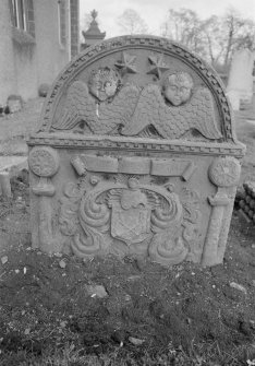 View of gravestone commemorating Janet Ranken, 1730, in the churchyard of Inchture Church.