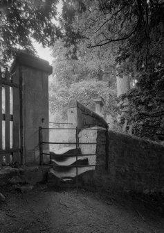 View of steps to churchyard, Glencorse Old Parish Church.