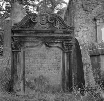 View of gravestone to the Proudfoot family in the churchyard of Glencorse Old Parish Church.