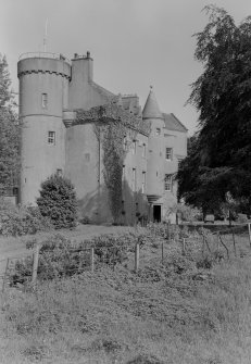 View of SW elevation of Colliston Castle from NW.