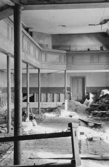 Interior view of Kirk O' The Muir Secession Church showing the church in state of disrepair.