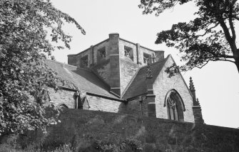 View of tower, All Hollows Church, Inchinnan.