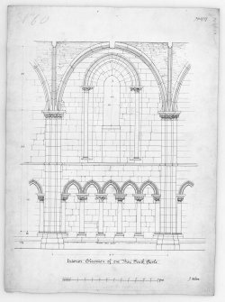 Interior Elevation of One Bay in South Aisle of Nave in Holyrood Abbey.
Signed "J.Watson"  u.d.