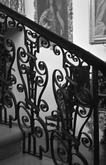Interior view of Cullen House showing detail of main staircase balusters.