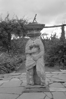 View of sundial in walled garden, Cullen House.