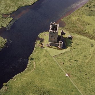 Oblique aerial view of Threave Castle.