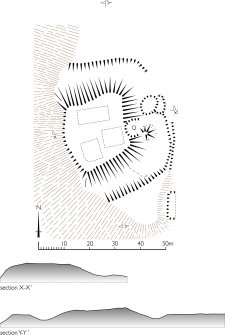 Invershin Castle, plan and sections. 300dpi copy of GV006422.