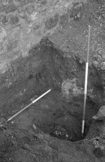 Excavation photograph : trench J - detail, looking south-west.