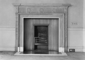 Interior view of Ravelston House, Edinburgh, showing fireplace in octagonal room on first floor.