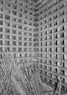 Interior view of dovecot, Ravelston House, Edinburgh, showing nesting boxes.