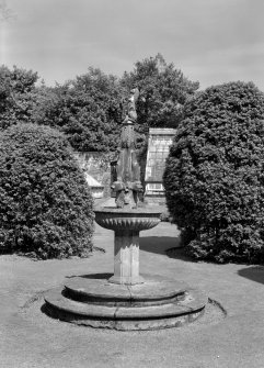 View of fountain in garden of Ravelston House, Edinburgh.