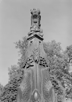 Detail of fountain in garden of Ravelston House, Edinburgh.