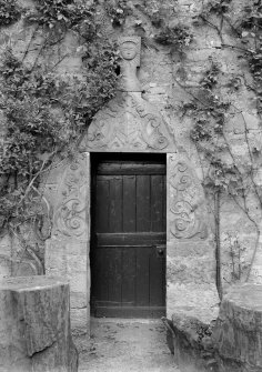 View of doorway in E wall of garden of Ravelston House, Edinburgh.