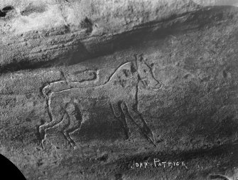 View of carving in Jonathan's Cave, East Wemyss.