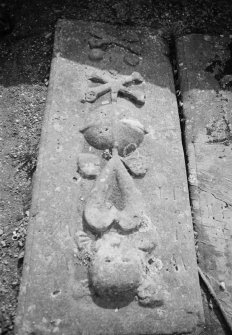 View of gravestone with initals AM and WW dated 1788, in the churchyard of New Kilpatrick Parish Church.