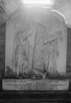 View of gravestone in Old Blair, St Bride's Kirk, for George Augustus Frederick John Murray, 6th Duke of Athole, dated 1864.