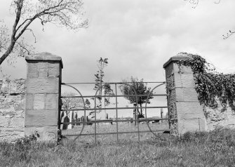 View of gates to Mordington burial ground from S.