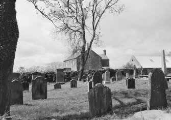 View of Mordington burial ground and manse from E.